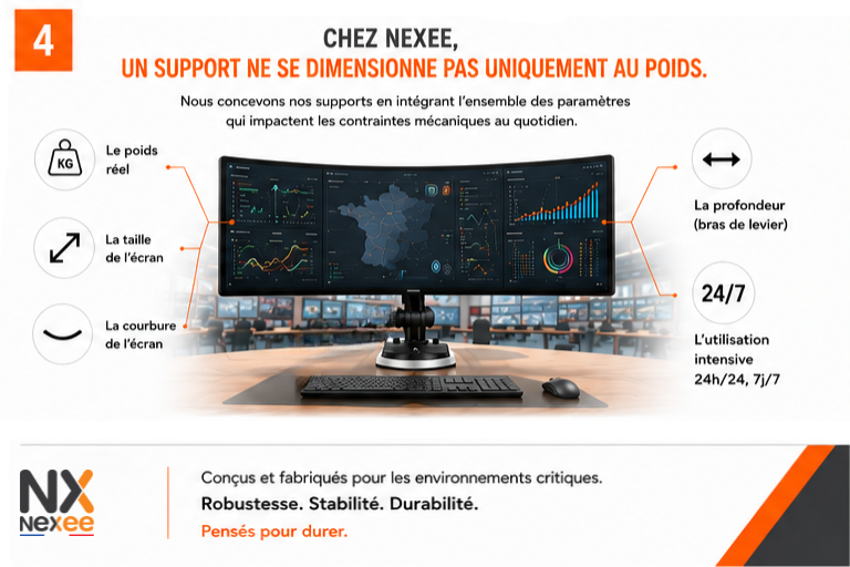 choisir-support-ecran-poste-operateur Critères de sélection d'un support d'écran pour un poste opérateur utilisé 24h/24 dans une salle de contrôle.